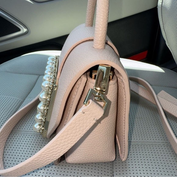 Kate Spade Pink Satchel with Pearls Gold Hardware Crossbody Pebbled Leather - Picture 10 of 12